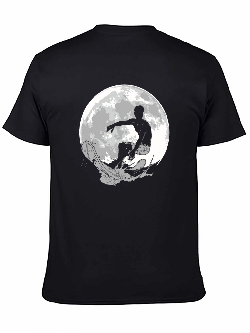 Surfer Moon Graphic T-Shirt - Cool Black Tee