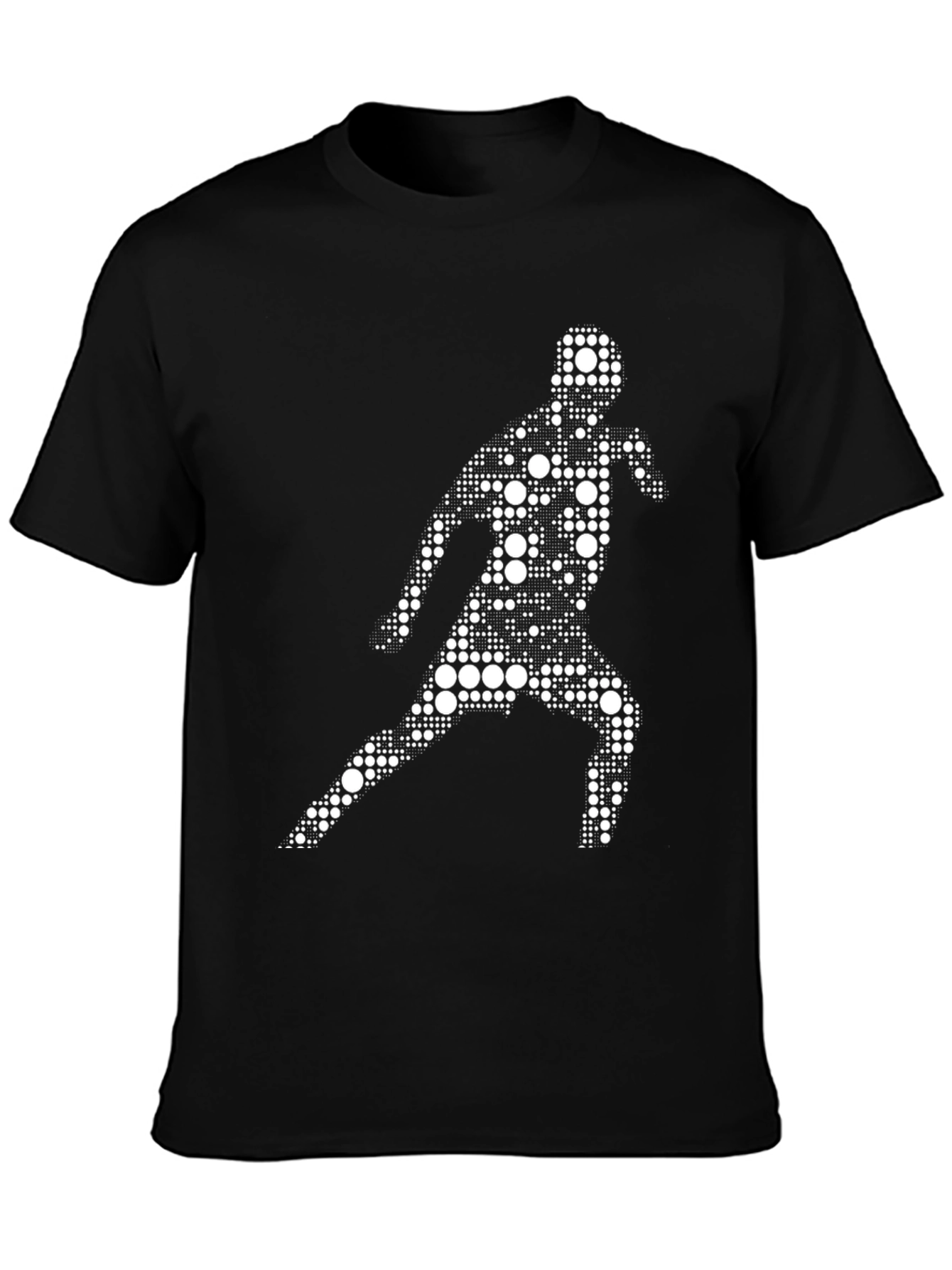 Black T-Shirt with Abstract Runner Graphic