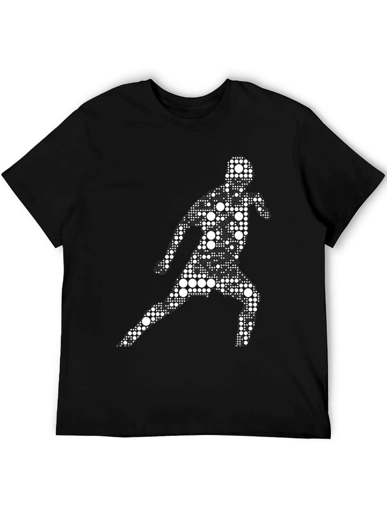 Black T-Shirt with Abstract Runner Graphic