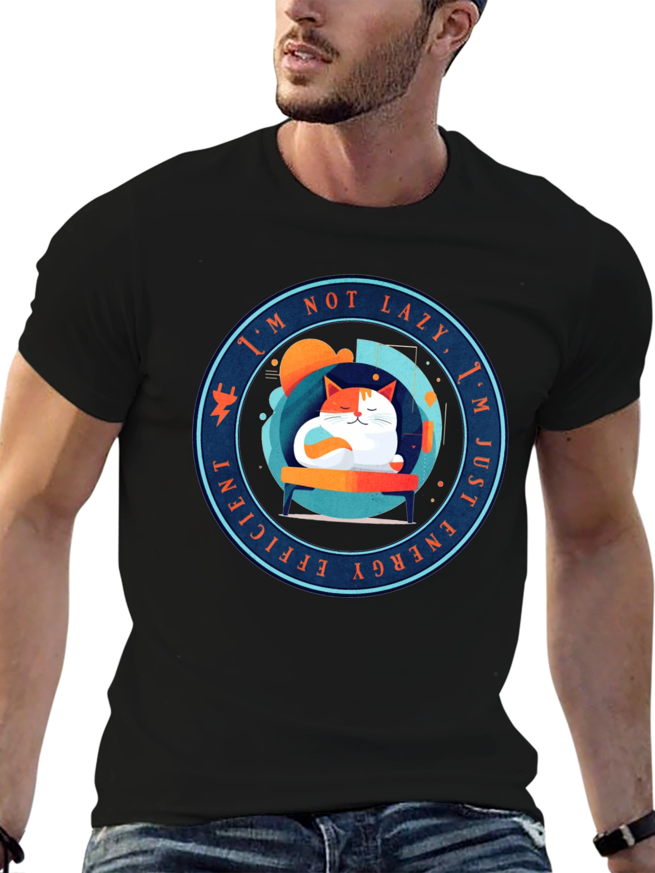 Energy Efficient Lazy Cat Graphic T-Shirt