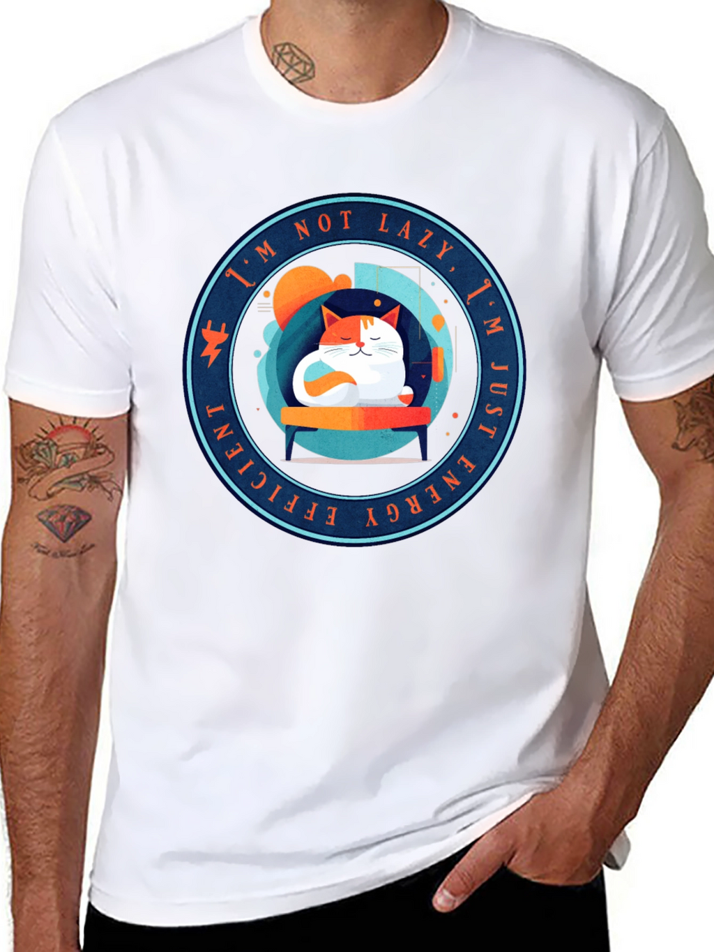 Energy Efficient Lazy Cat Graphic T-Shirt