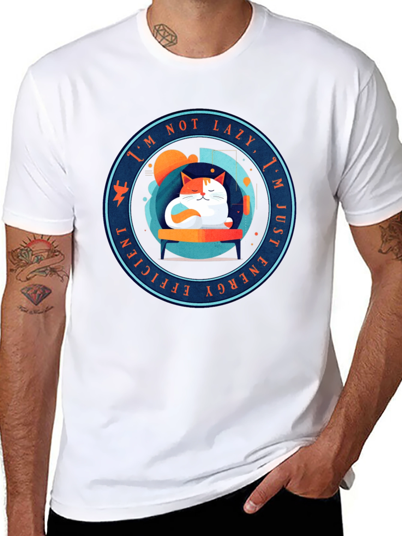 Energy Efficient Lazy Cat Graphic T-Shirt
