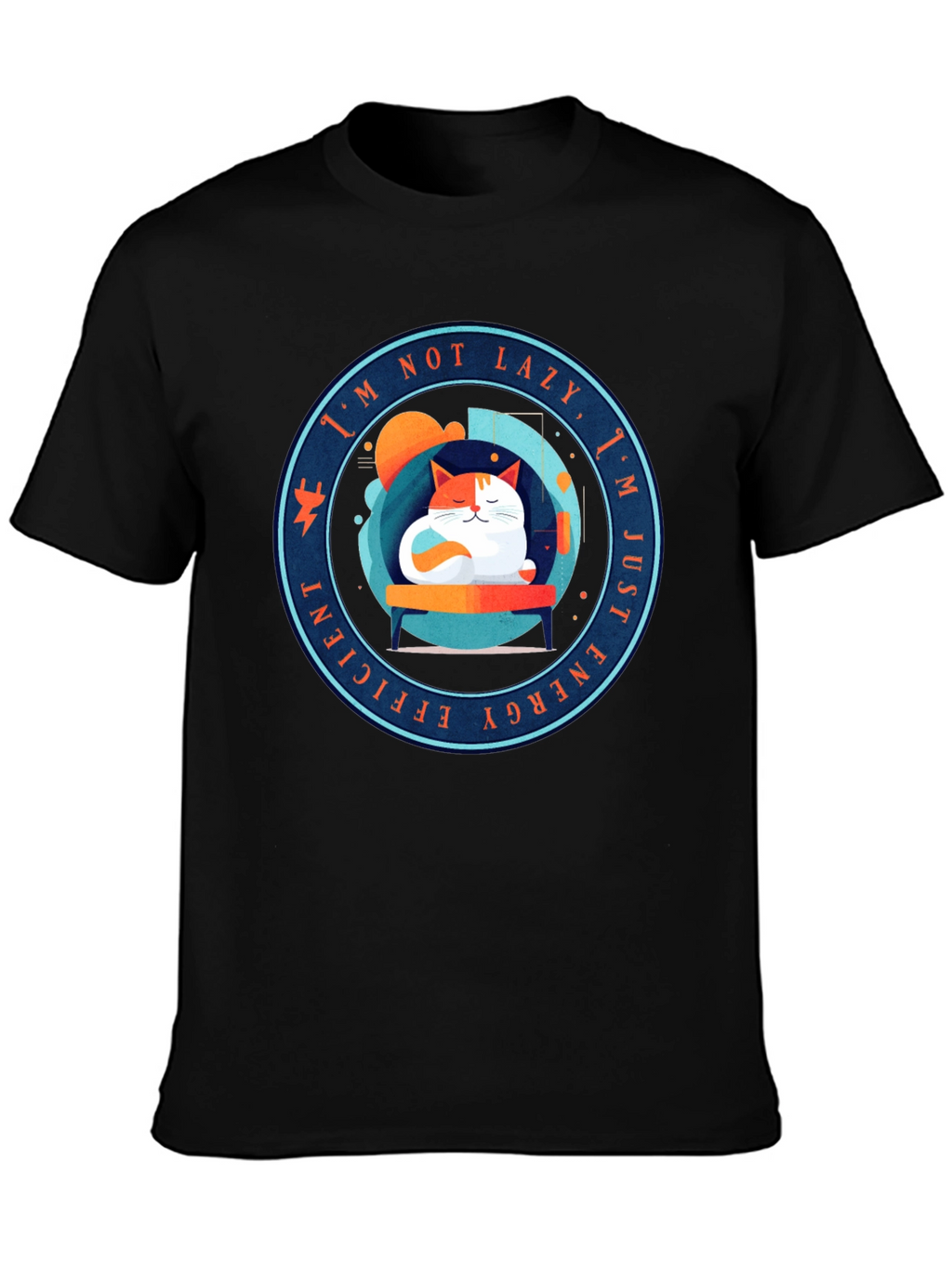 Energy Efficient Lazy Cat Graphic T-Shirt