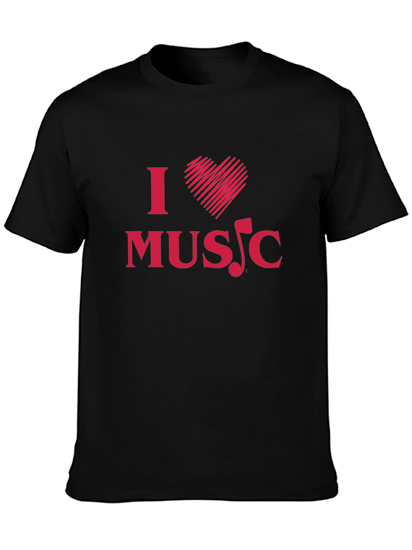 I Love Music Graphic Tee - Black Cotton T-Shirt