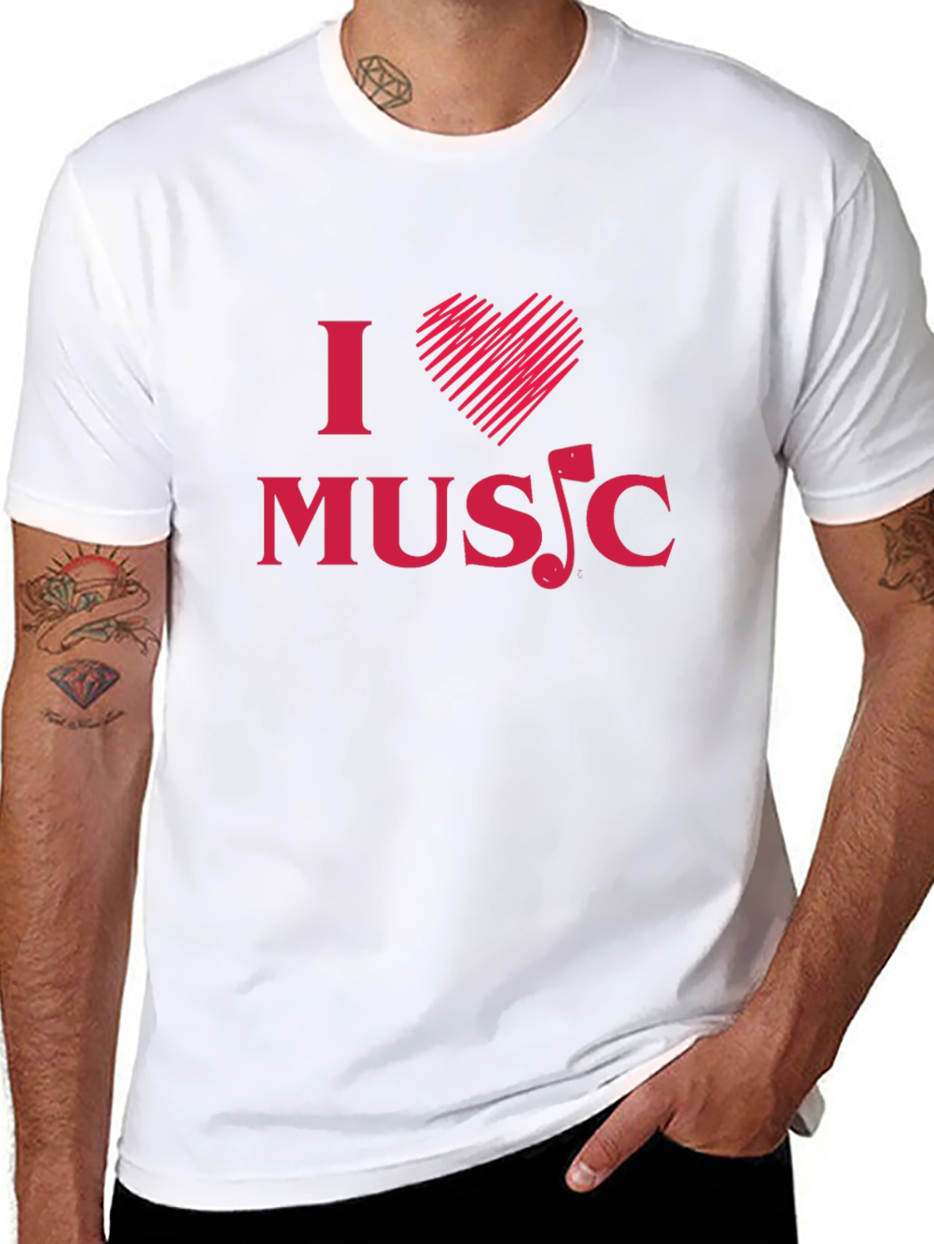 I Love Music Graphic Tee - Black Cotton T-Shirt