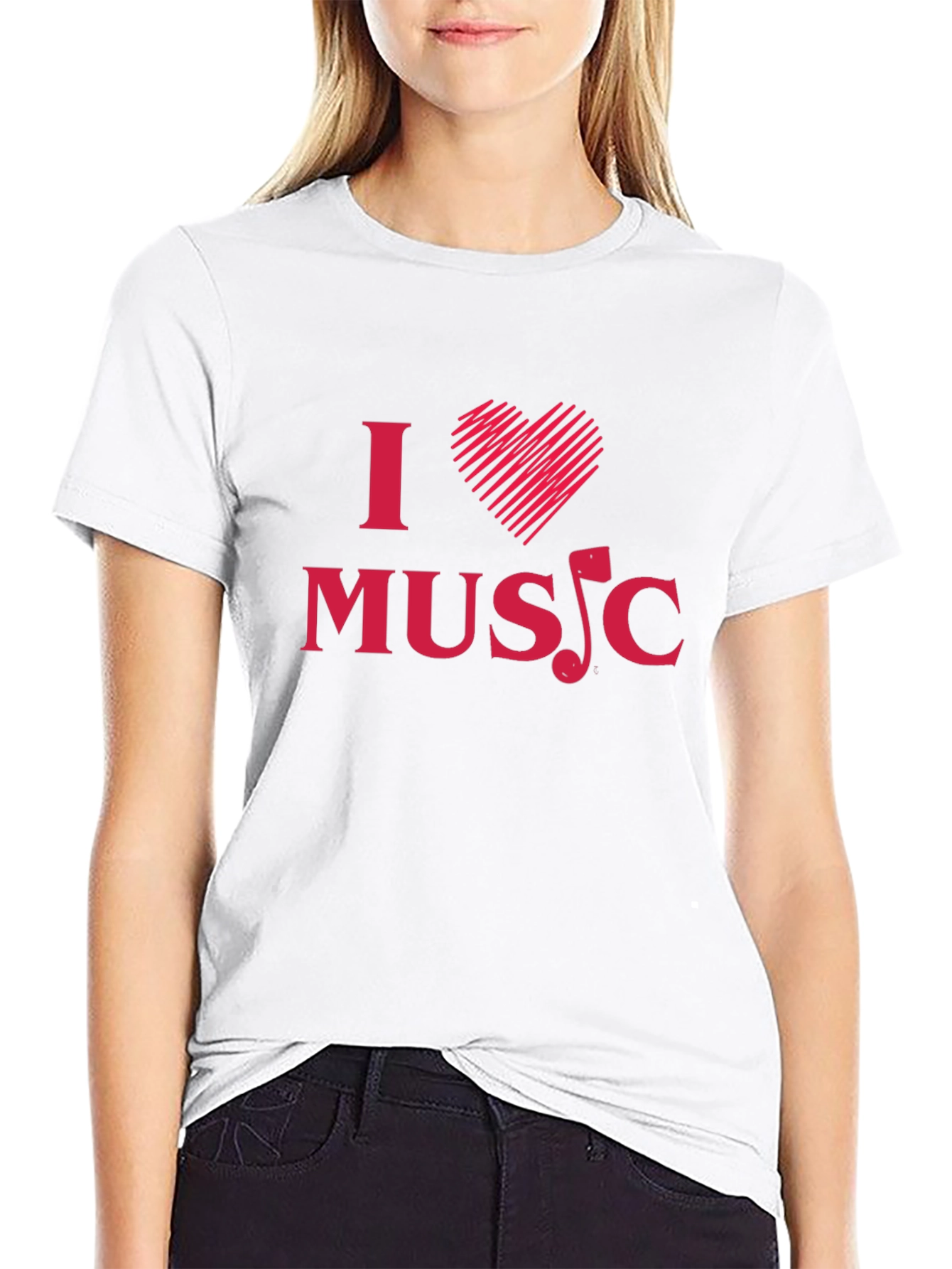 I Love Music Graphic Tee - Black Cotton T-Shirt