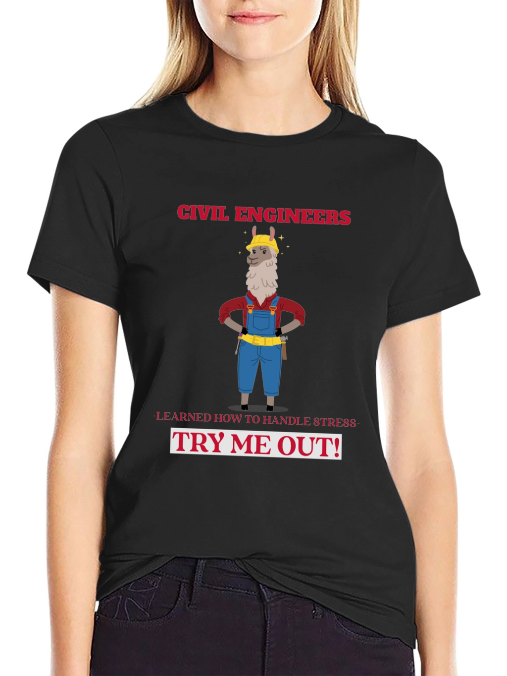 Civil Engineers Llama T-Shirt: Handle Stress Try Me Out!