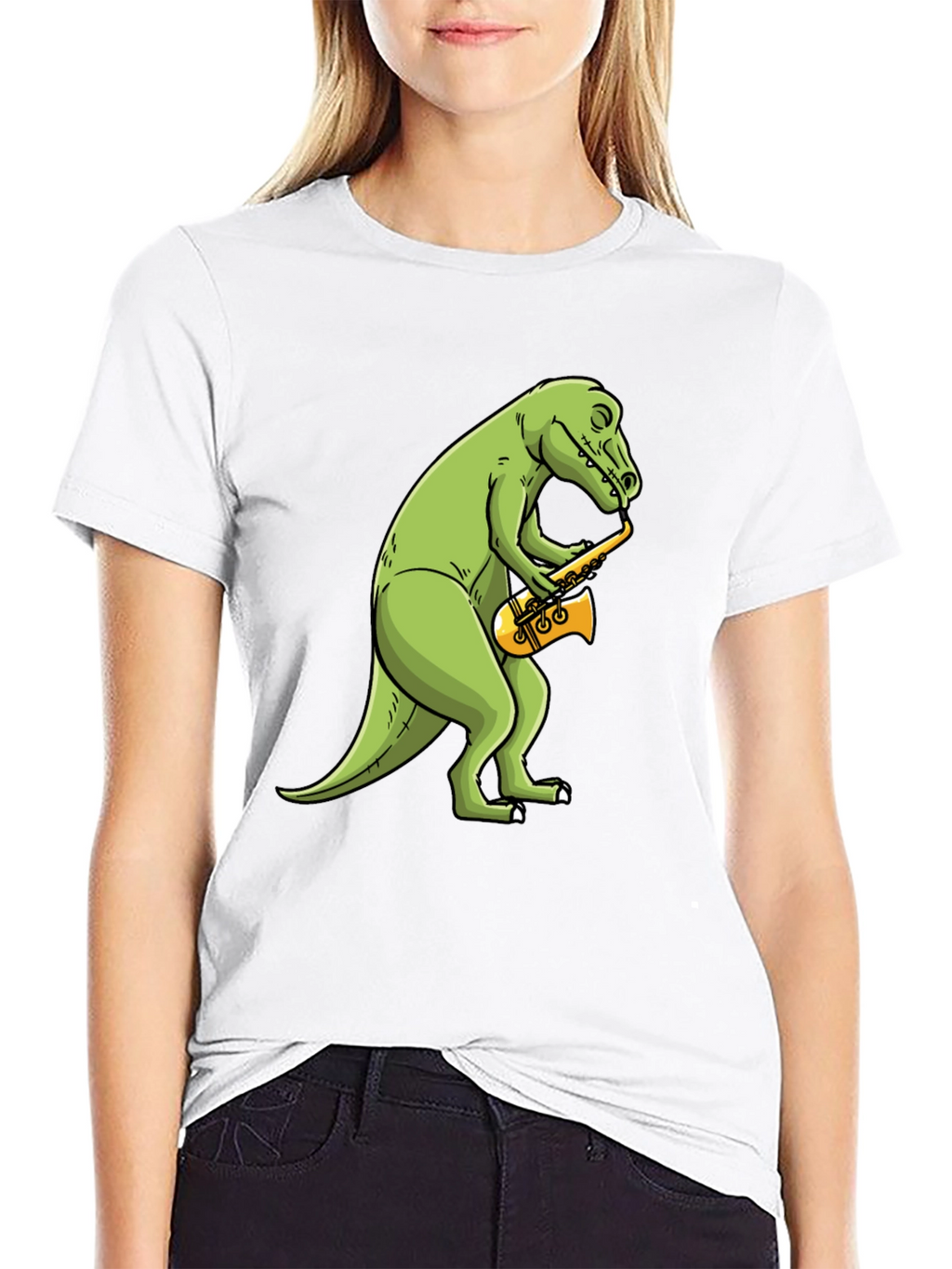 Dino Sax T-Shirt - Black Cotton Tee