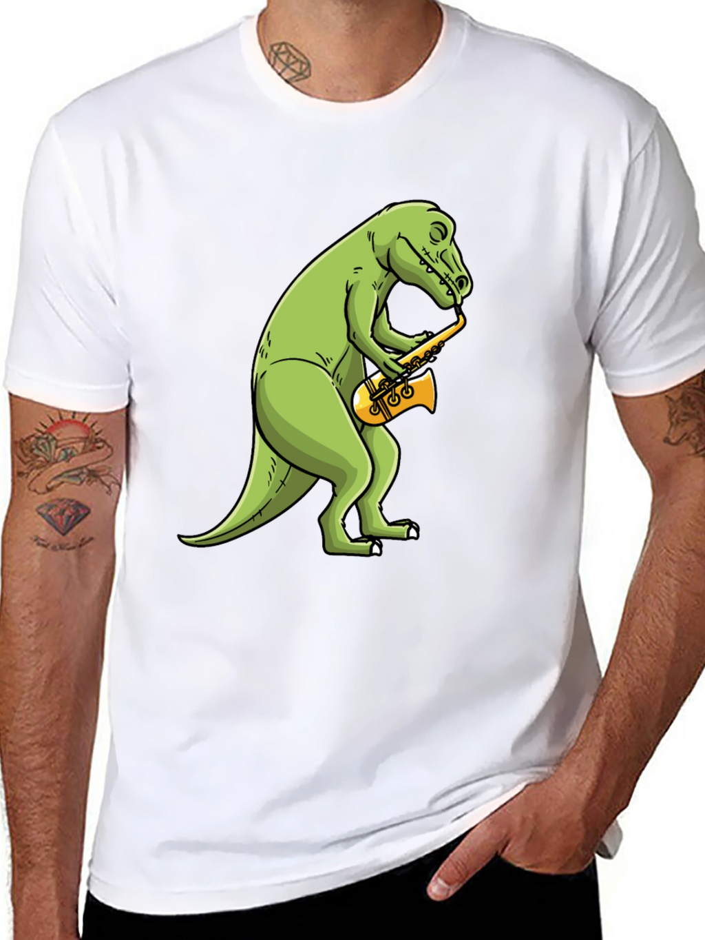 Dino Sax T-Shirt - Black Cotton Tee