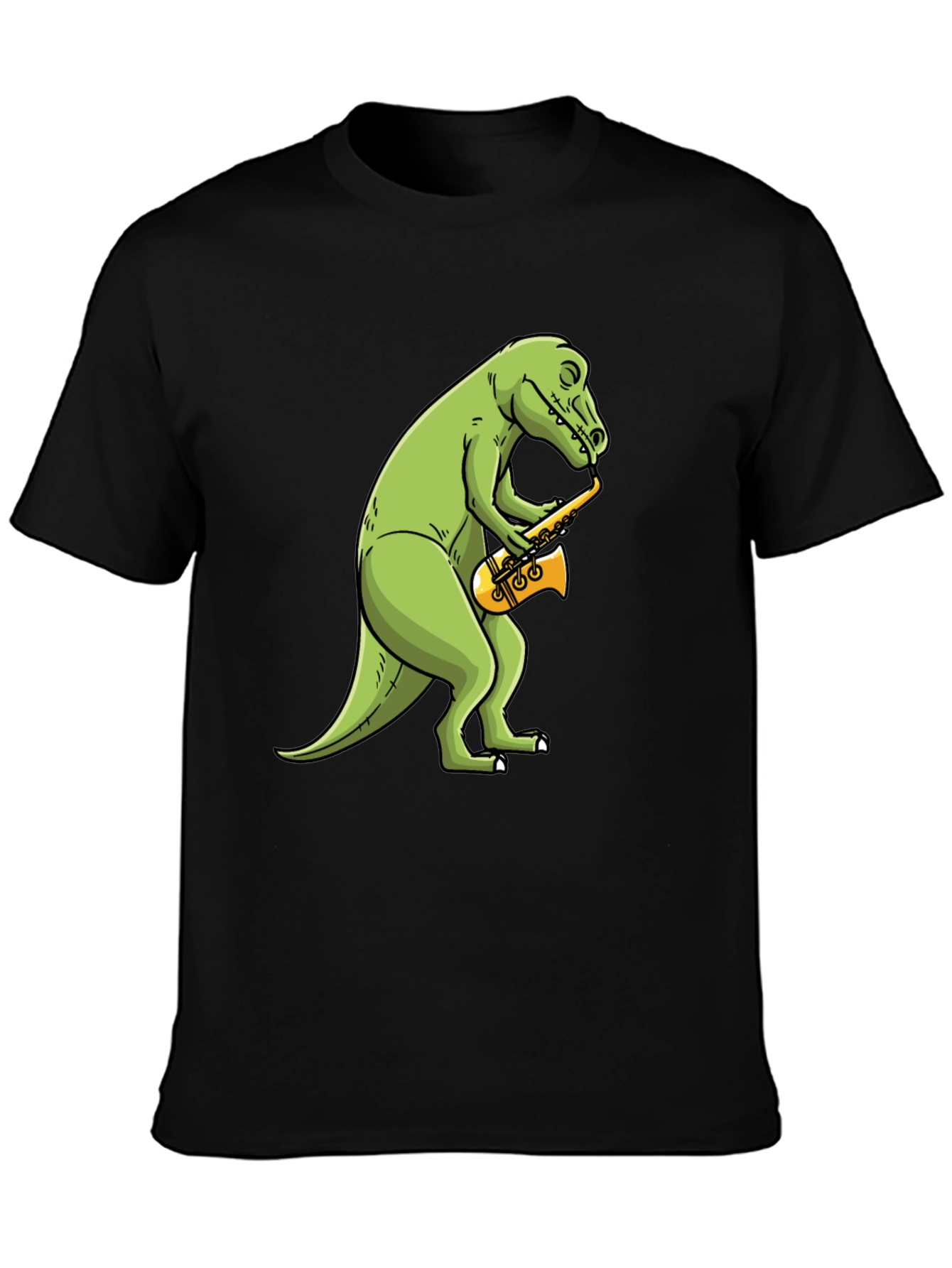 Dino Sax T-Shirt - Black Cotton Tee