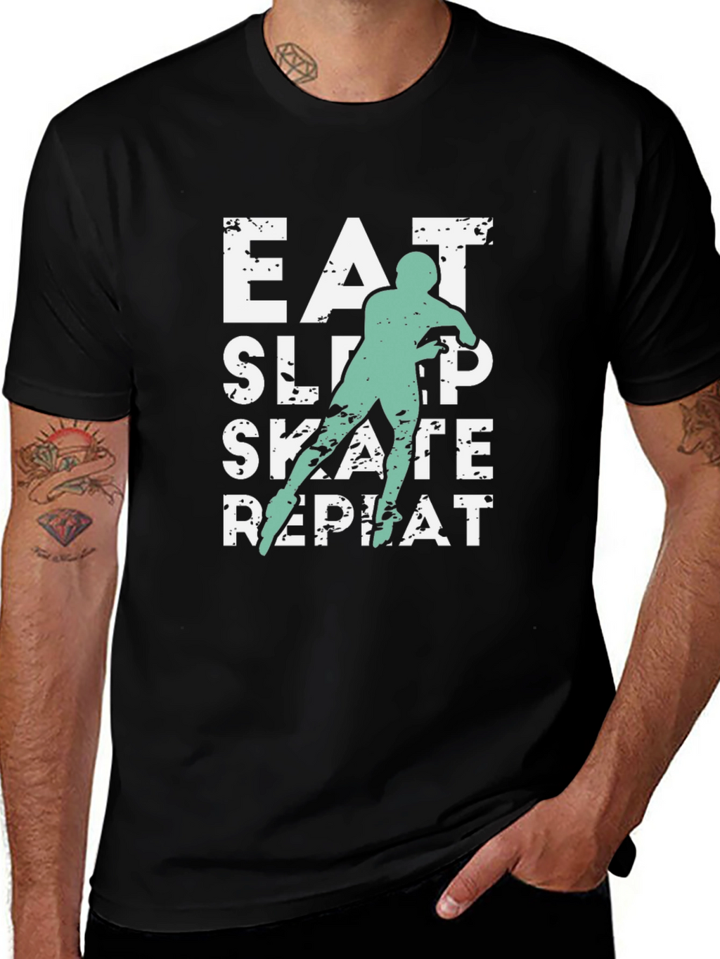 Eat Sleep Skate Repeat Black T-Shirt