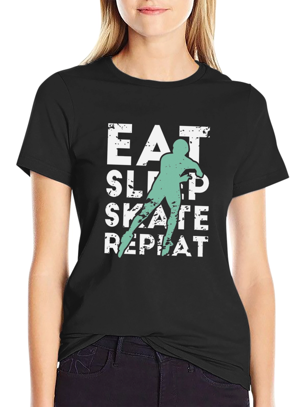 Eat Sleep Skate Repeat Black T-Shirt