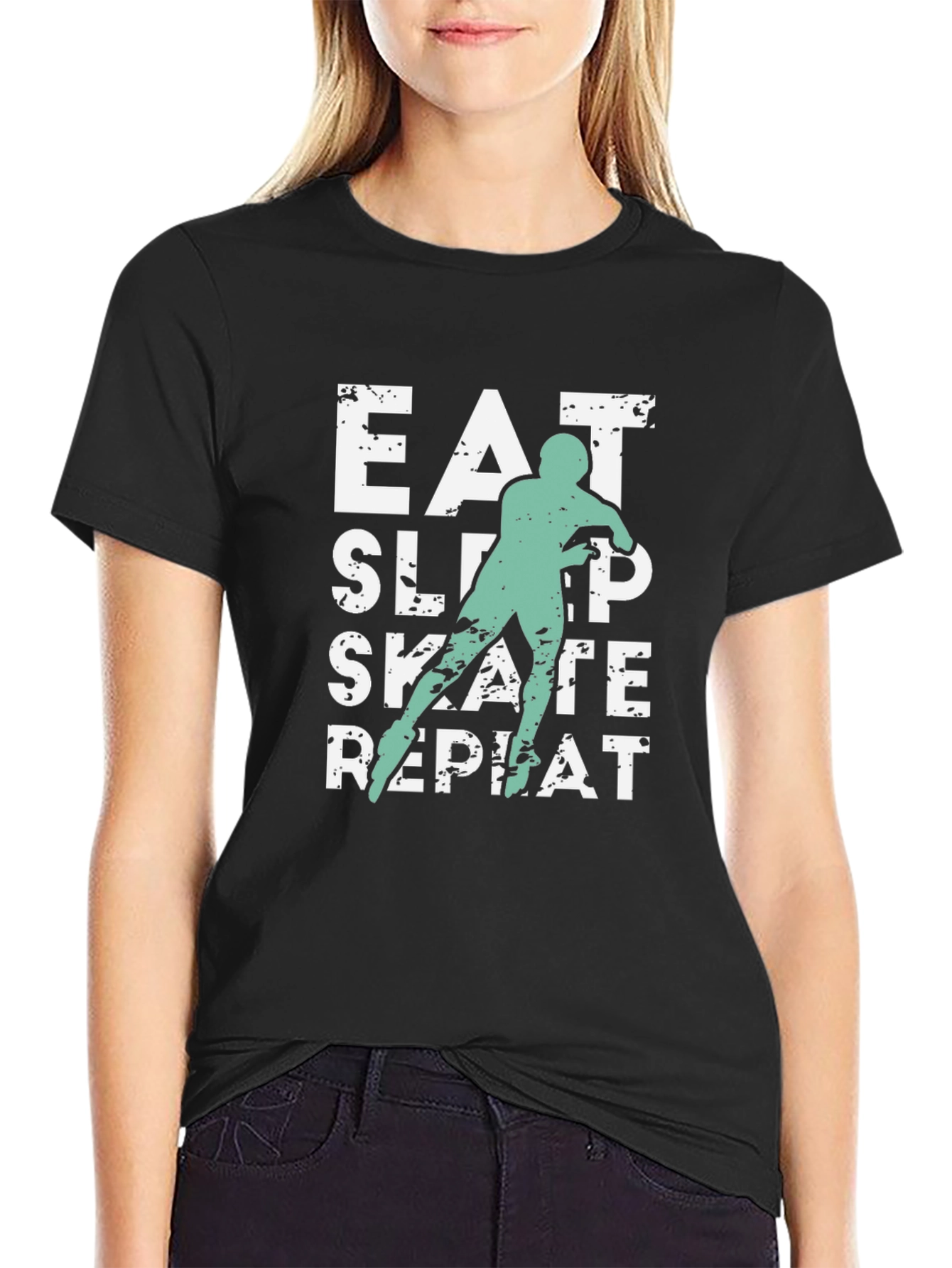 Eat Sleep Skate Repeat Black T-Shirt