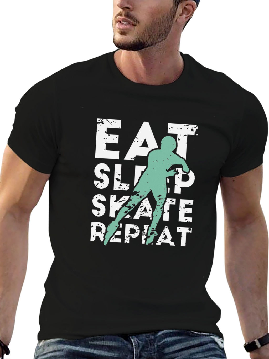 Eat Sleep Skate Repeat Black T-Shirt