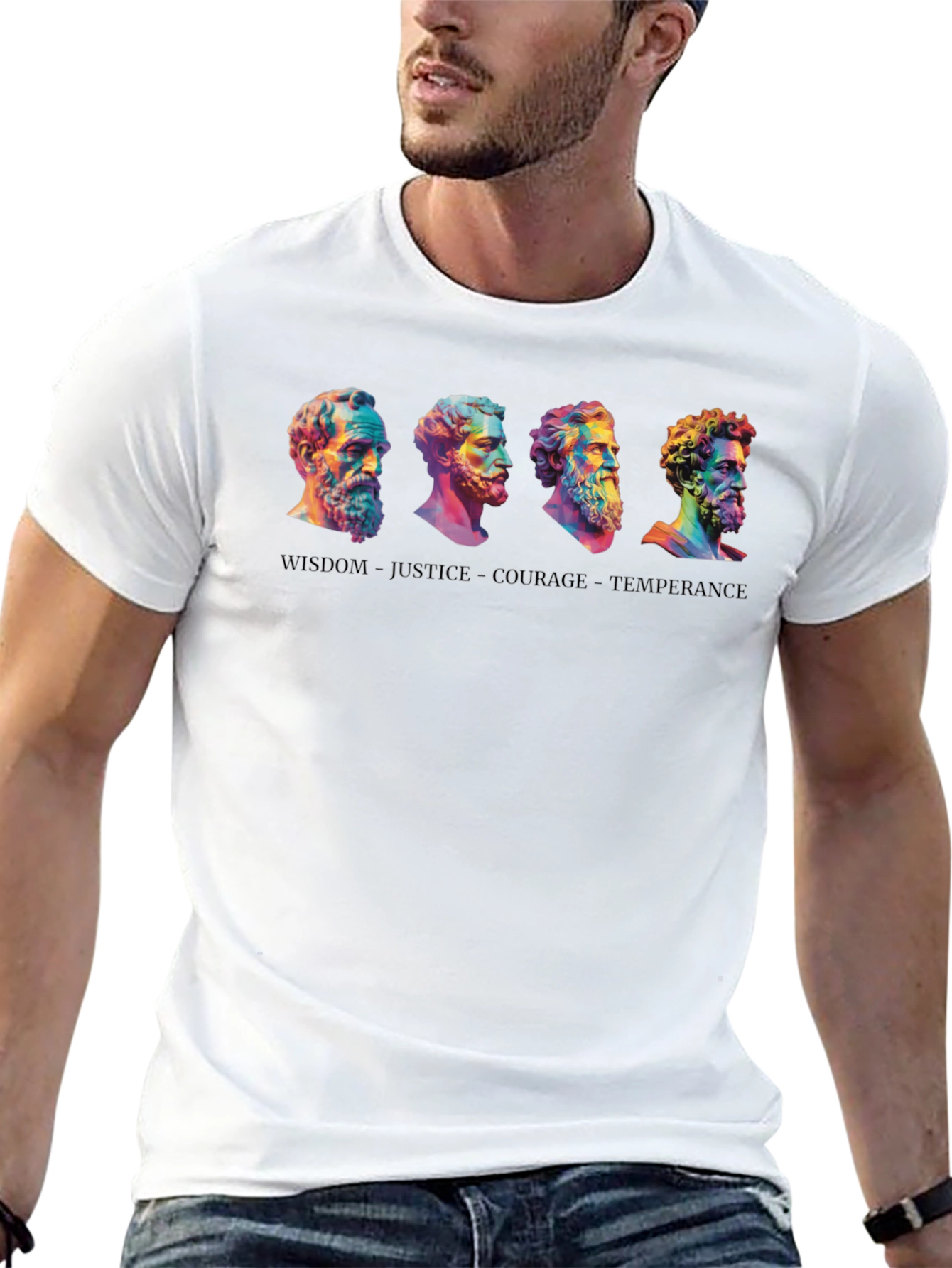 Philosopher Busts T-Shirt: Wisdom Justice Courage
