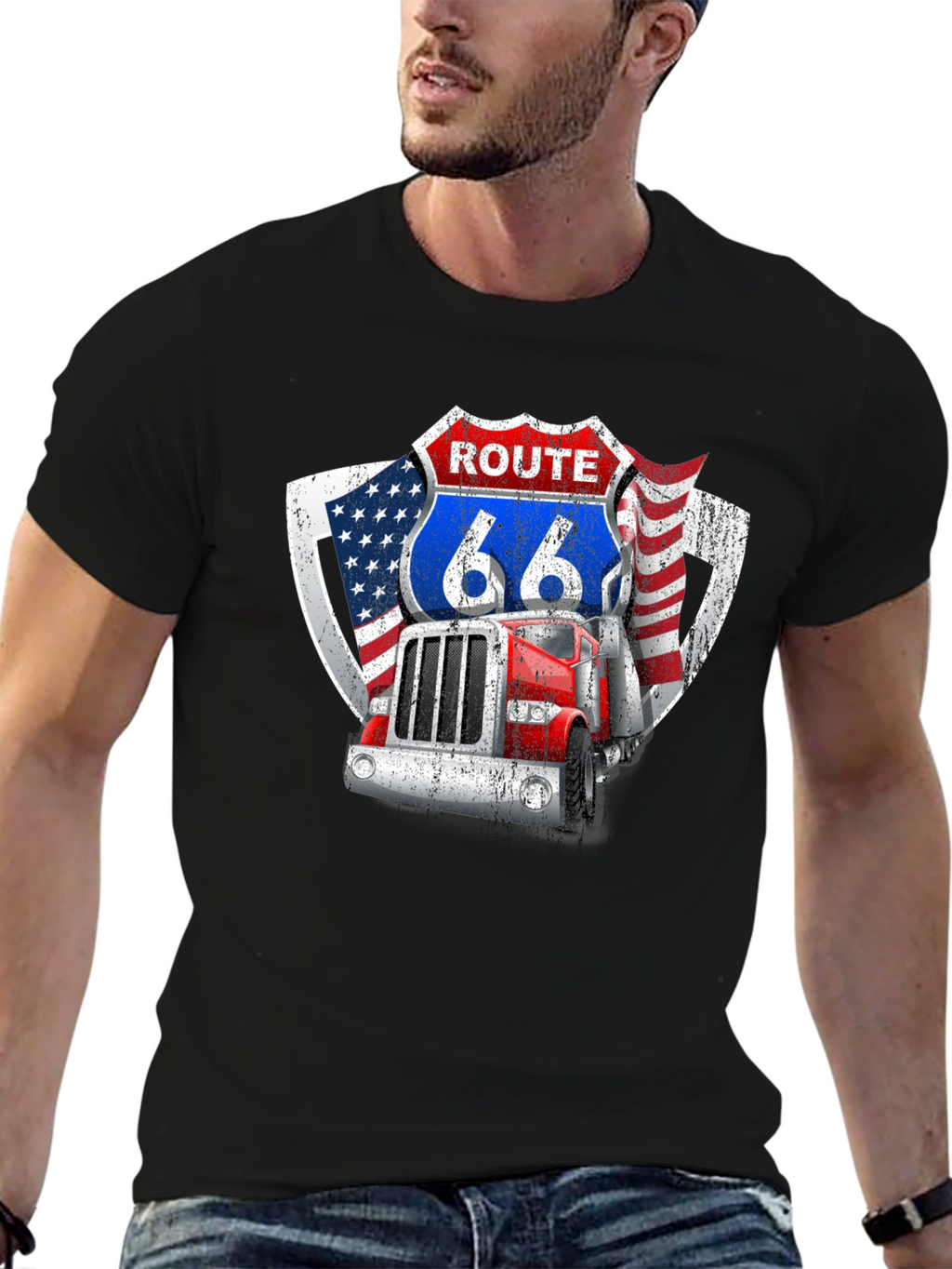 Route 66 Trucker Graphic Tee