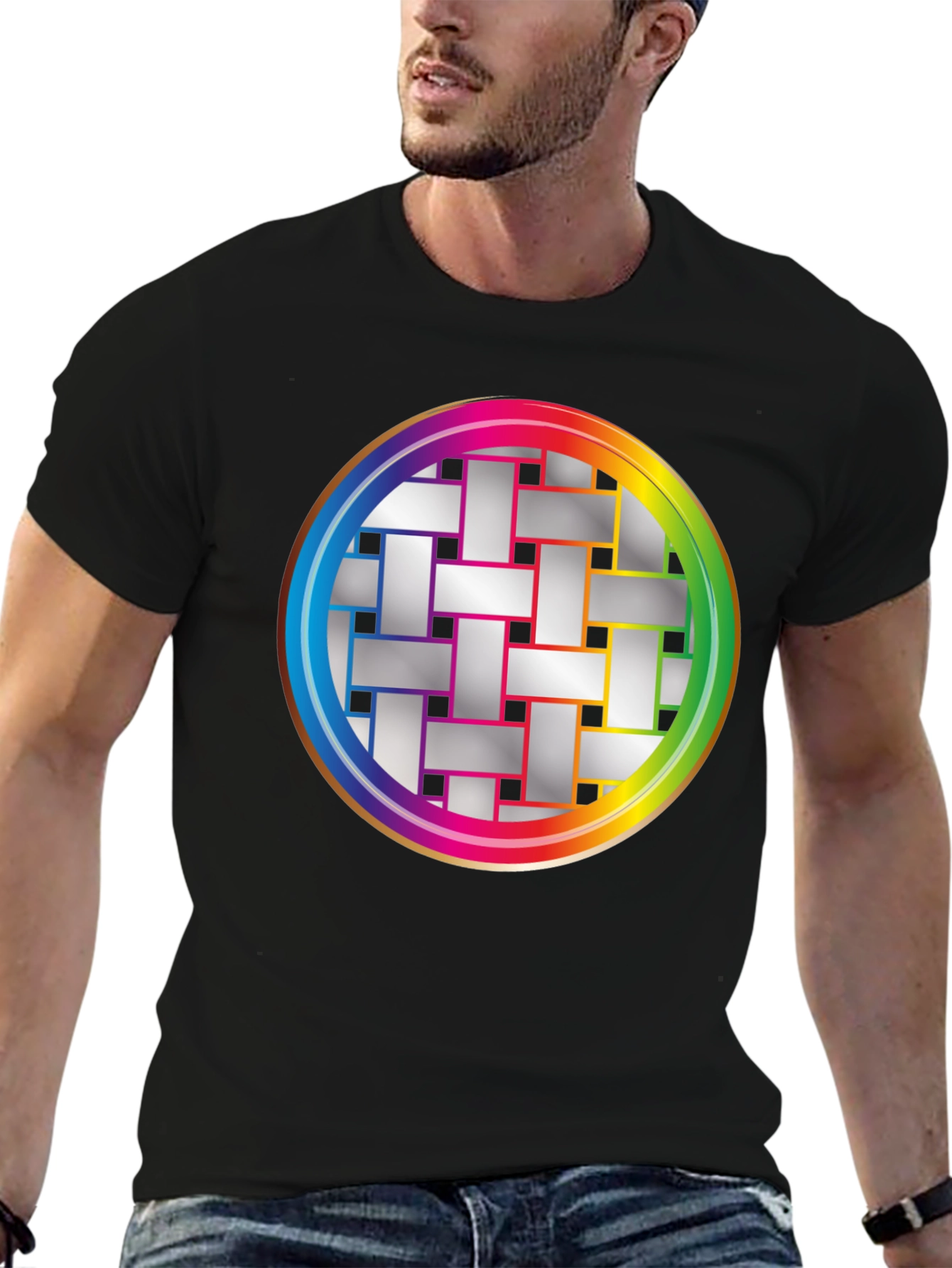 Geometric Woven Pattern Graphic Tee