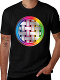 Geometric Woven Pattern Graphic Tee
