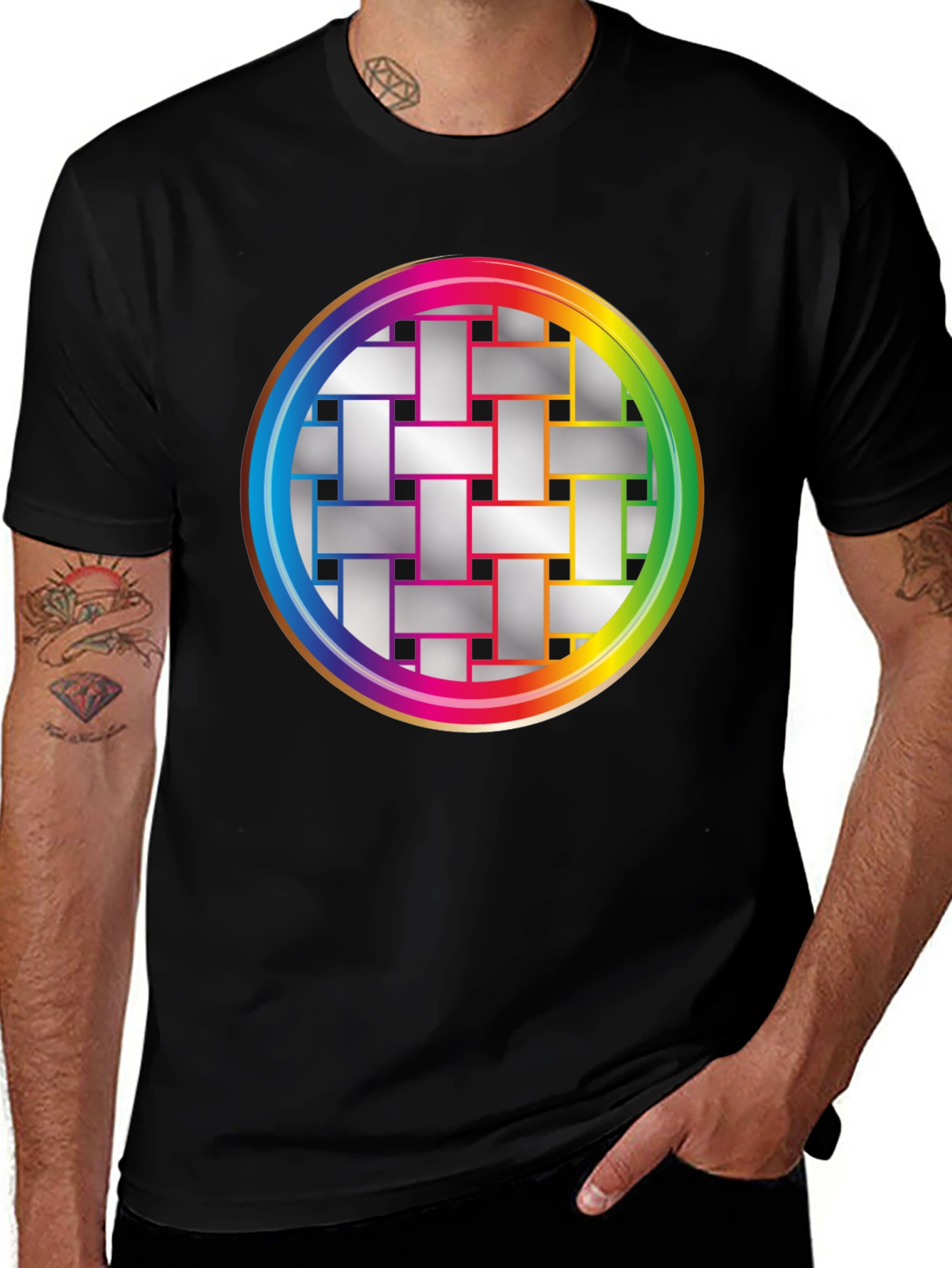 Geometric Woven Pattern Graphic Tee