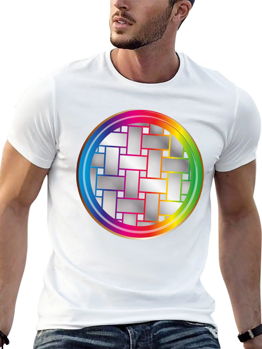 Geometric Woven Pattern Graphic Tee