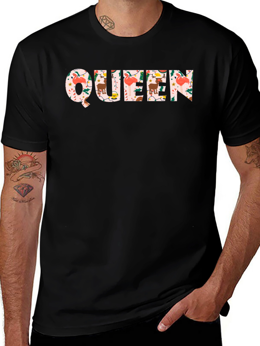 Christmas Queen Black Crew Neck T-Shirt