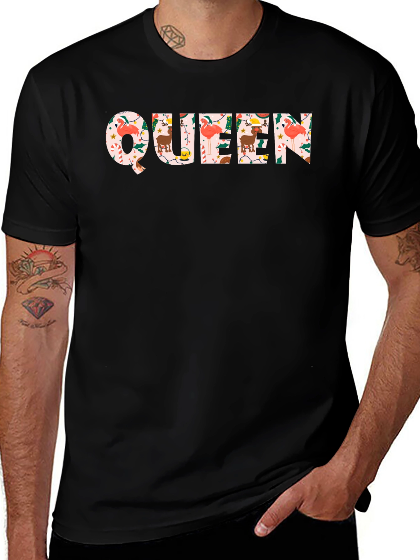 Christmas Queen Black Crew Neck T-Shirt