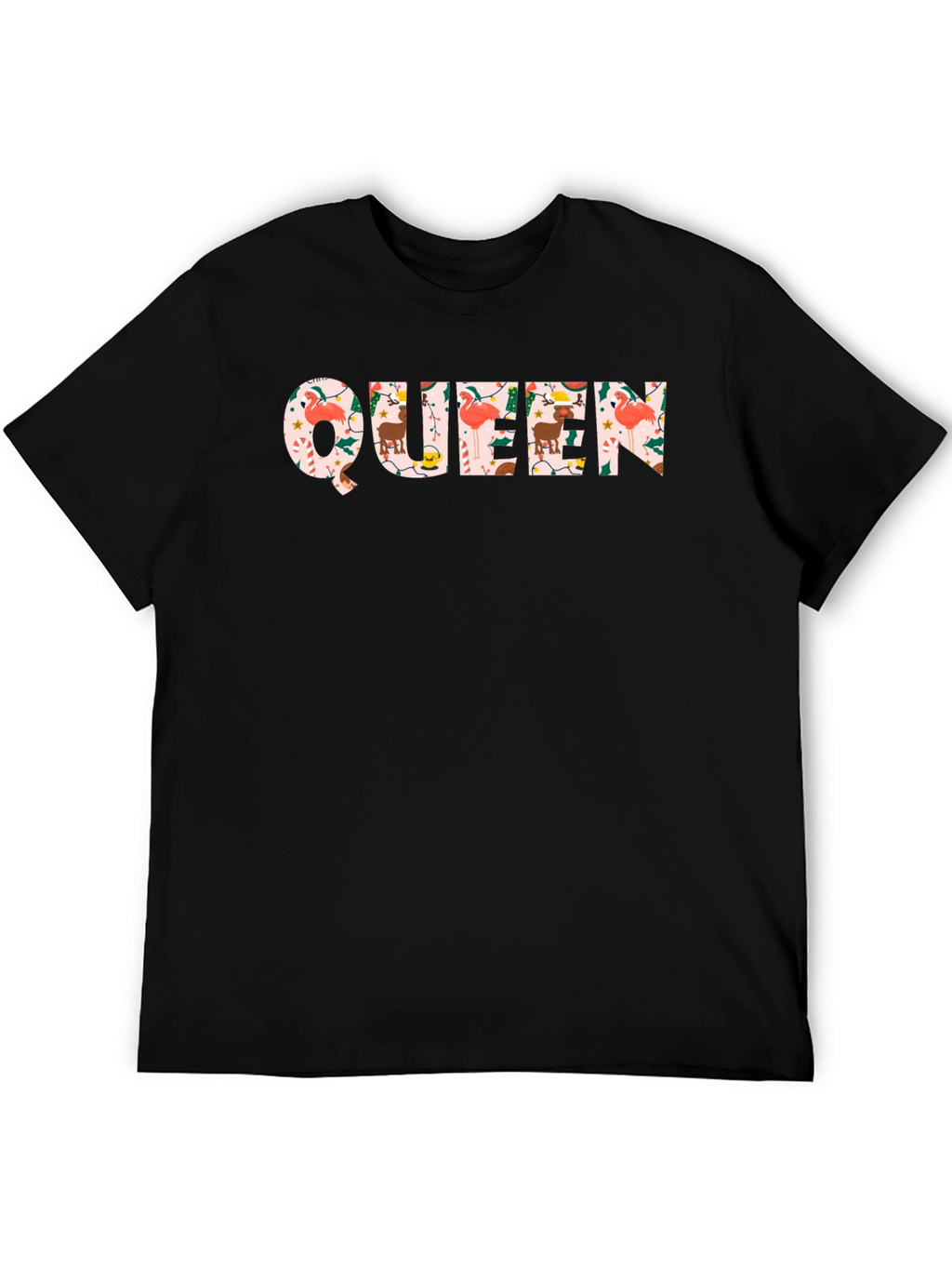 Christmas Queen Black Crew Neck T-Shirt