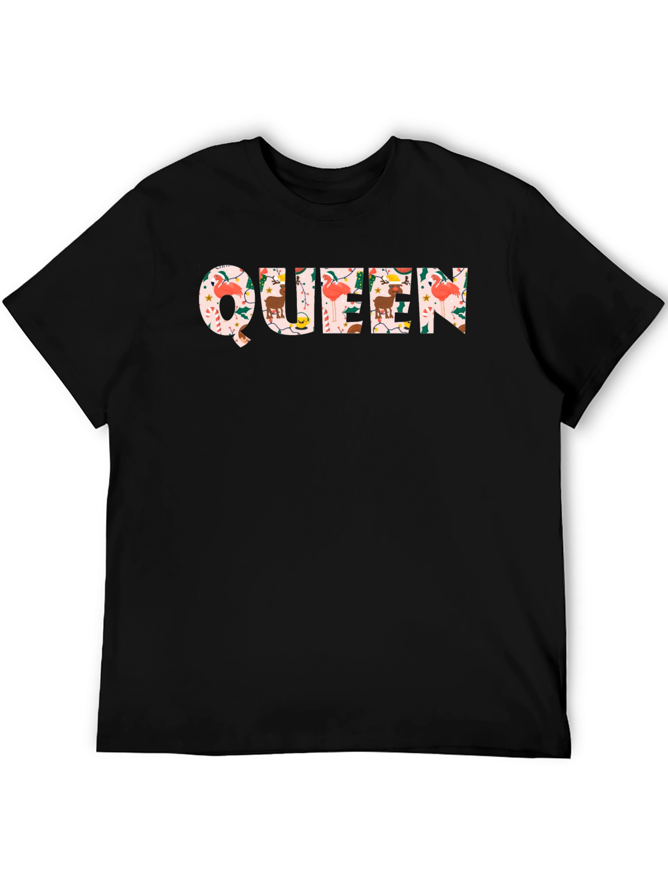 Christmas Queen Black Crew Neck T-Shirt