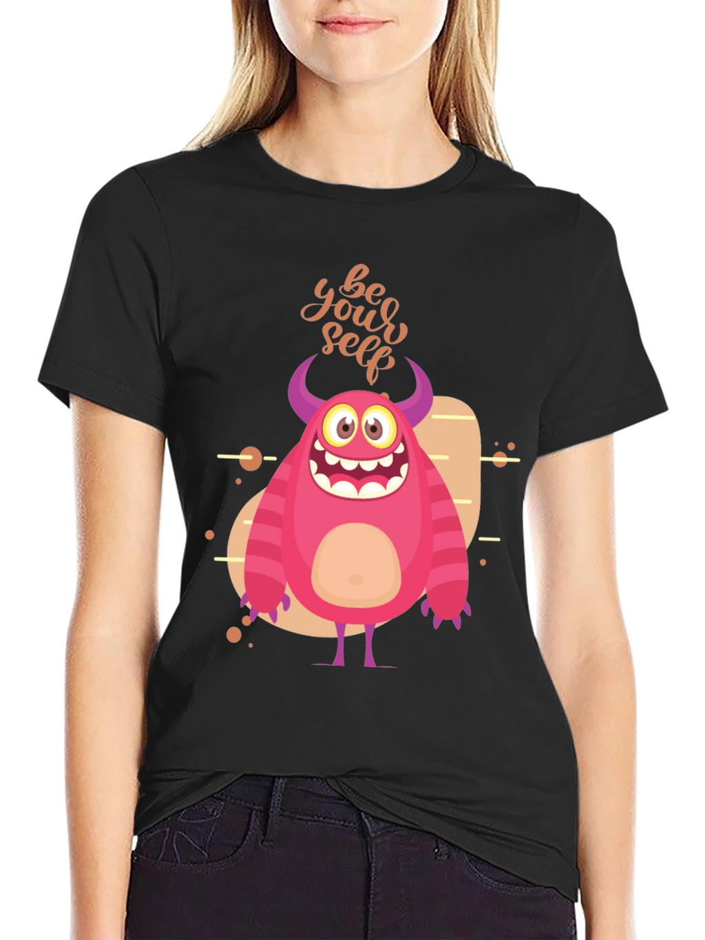 Be Yourself Monster Graphic T-Shirt - Black