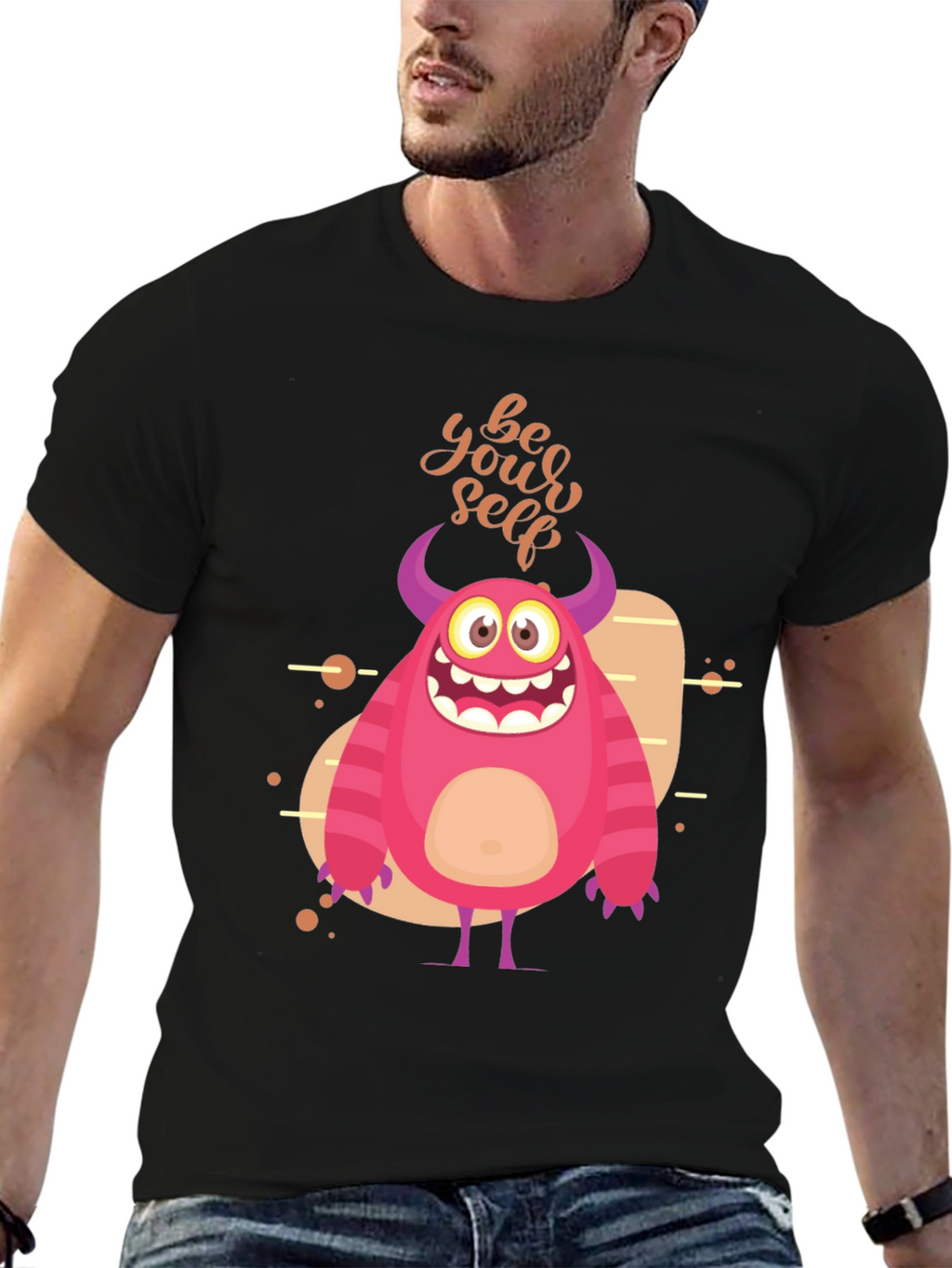 Be Yourself Monster Graphic T-Shirt - Black