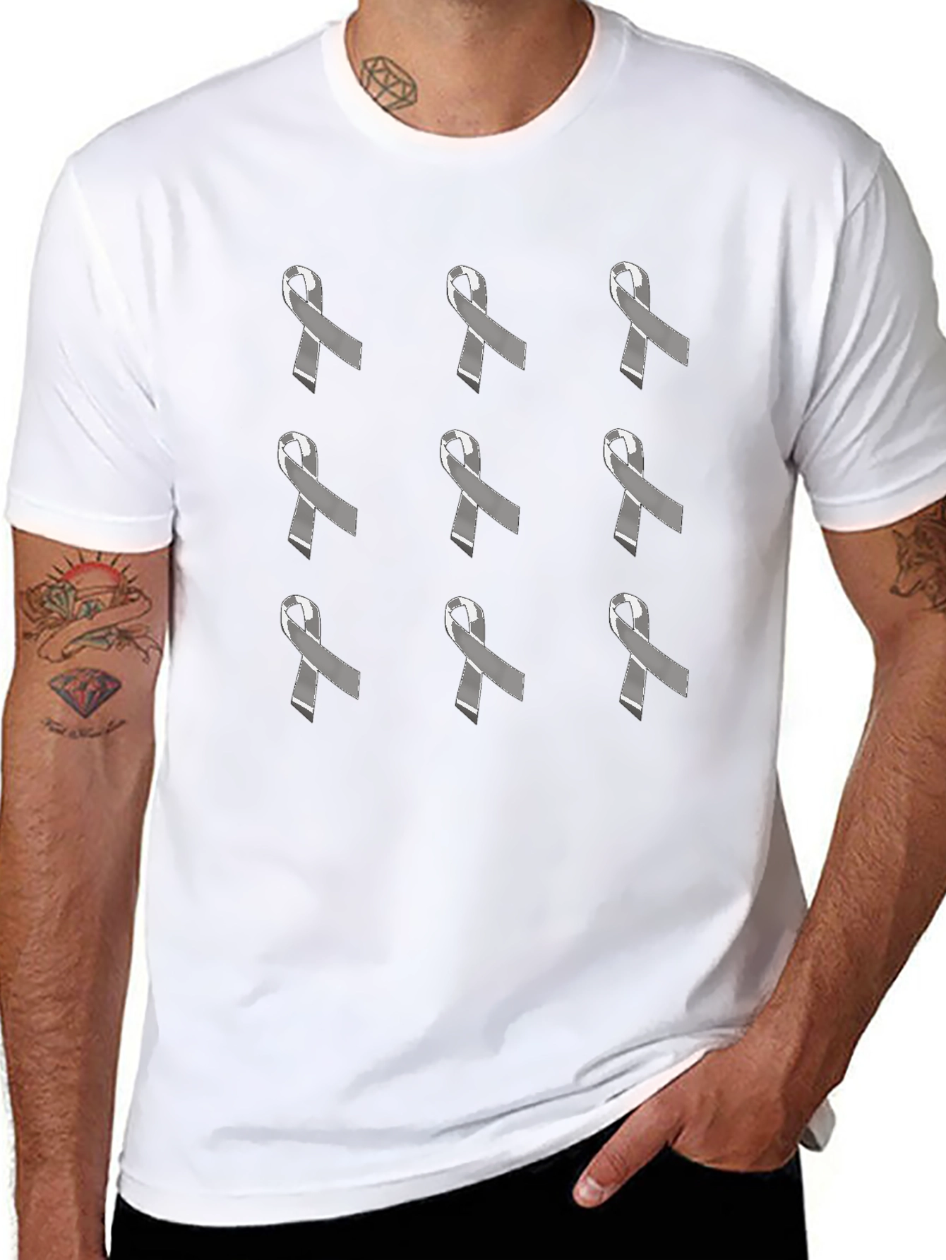 Awareness Ribbon Patterned T-Shirt