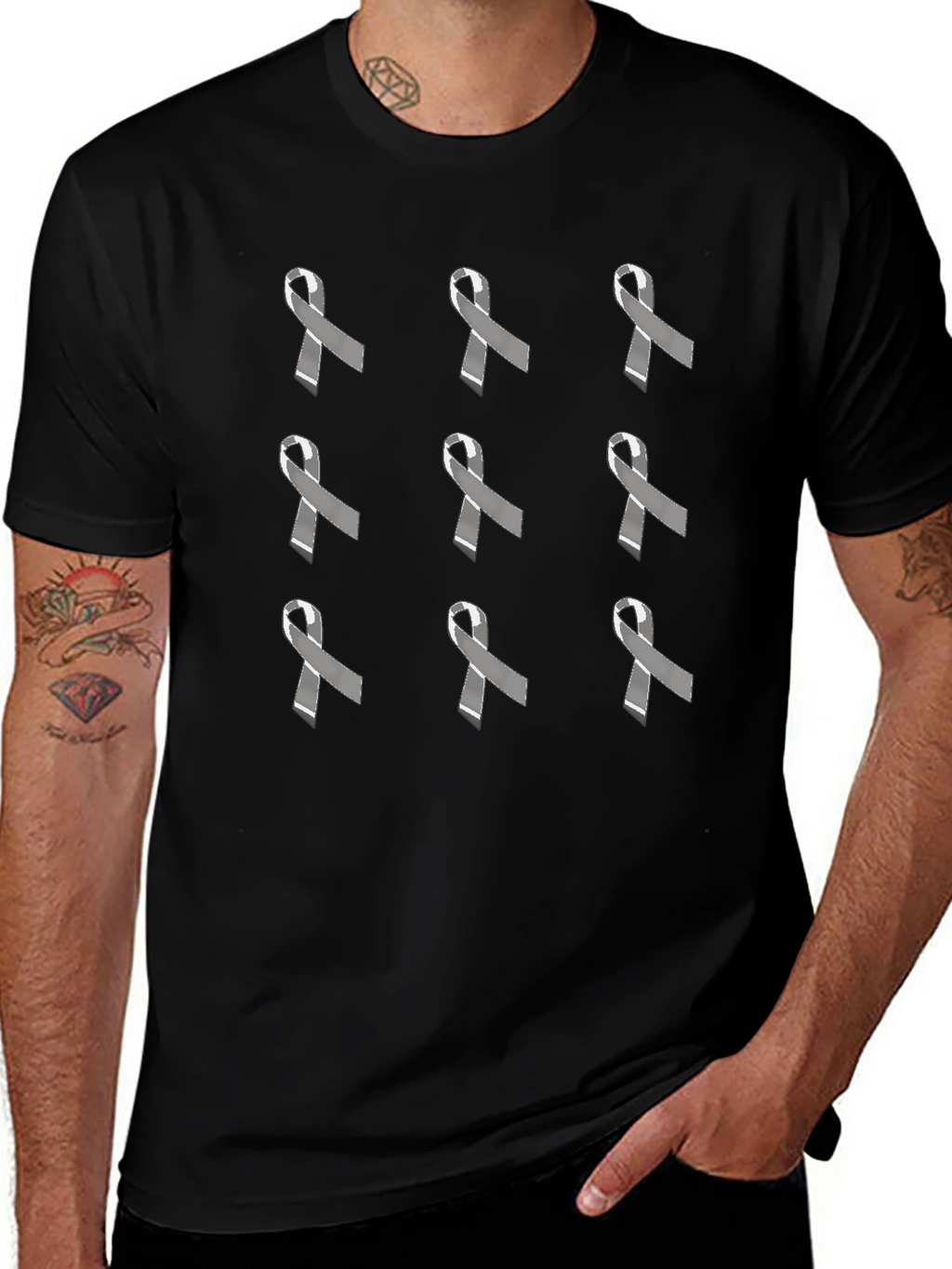 Awareness Ribbon Patterned T-Shirt