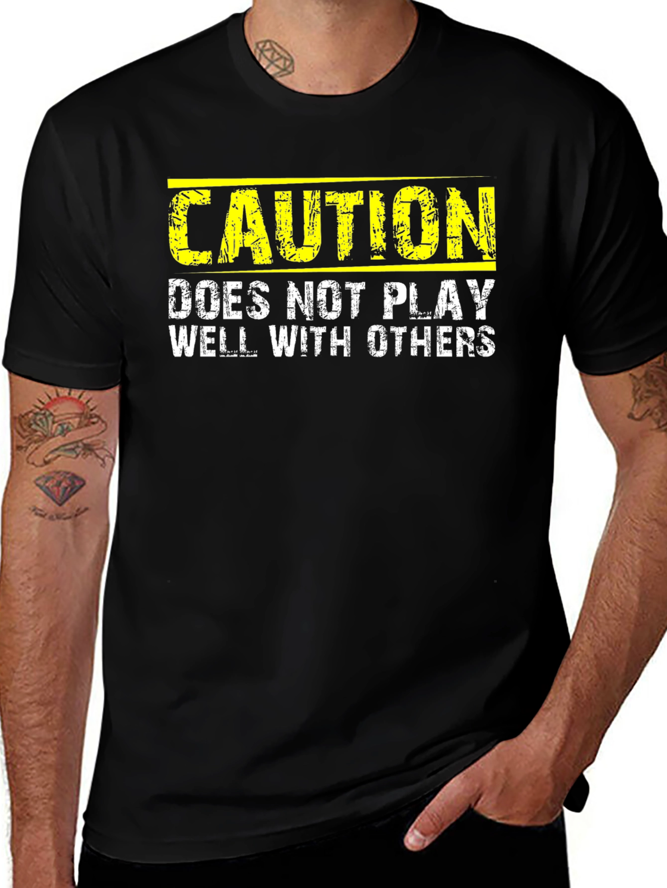 Caution: Does Not Play Well With Others - Novelty T-Shirt