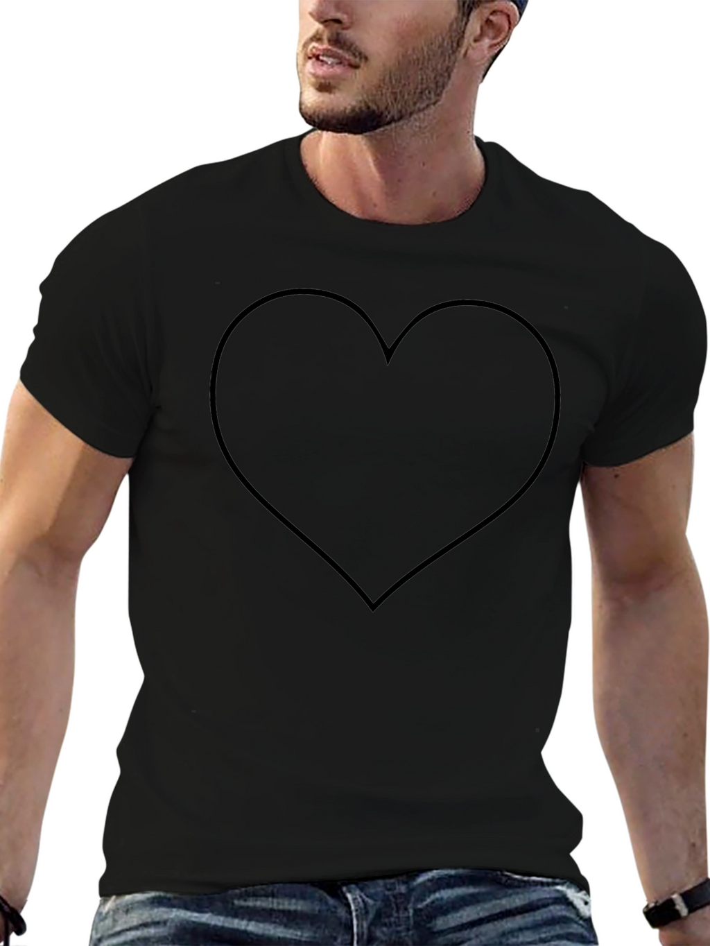 Heart Outline Black T-Shirt