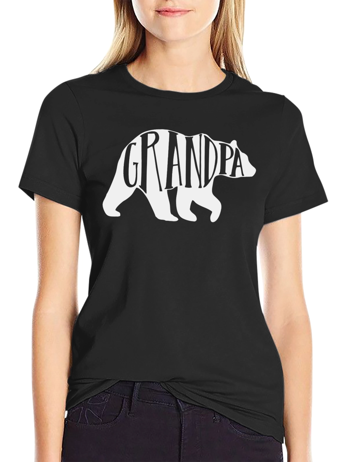 Grandpa Bear Graphic T-Shirt - Black Cotton Tee