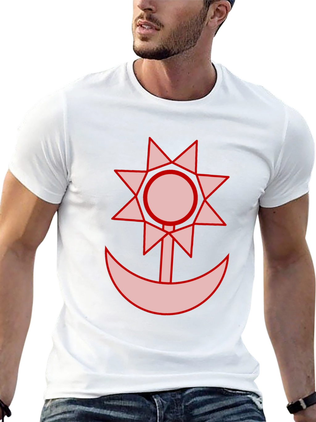 Graphic Black T-Shirt - Sun and Moon Design