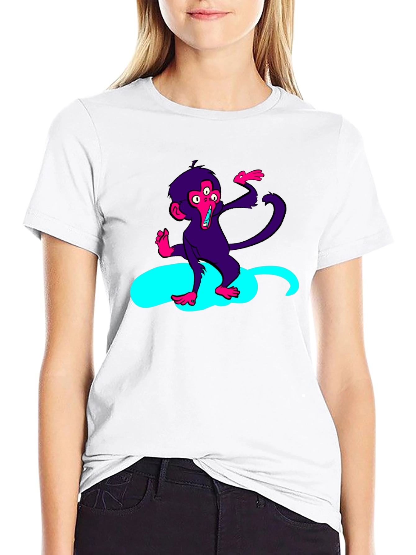 Three-Eyed Monkey Graphic Tee - Black Cotton T-Shirt