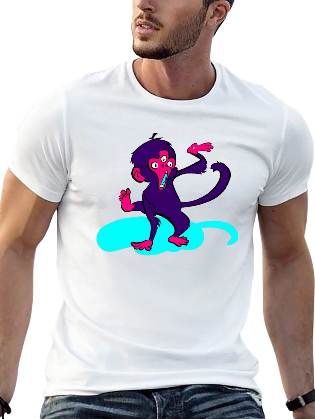 Three-Eyed Monkey Graphic Tee - Black Cotton T-Shirt