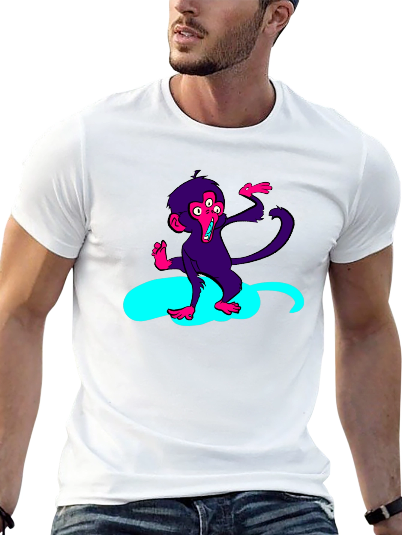 Three-Eyed Monkey Graphic Tee - Black Cotton T-Shirt