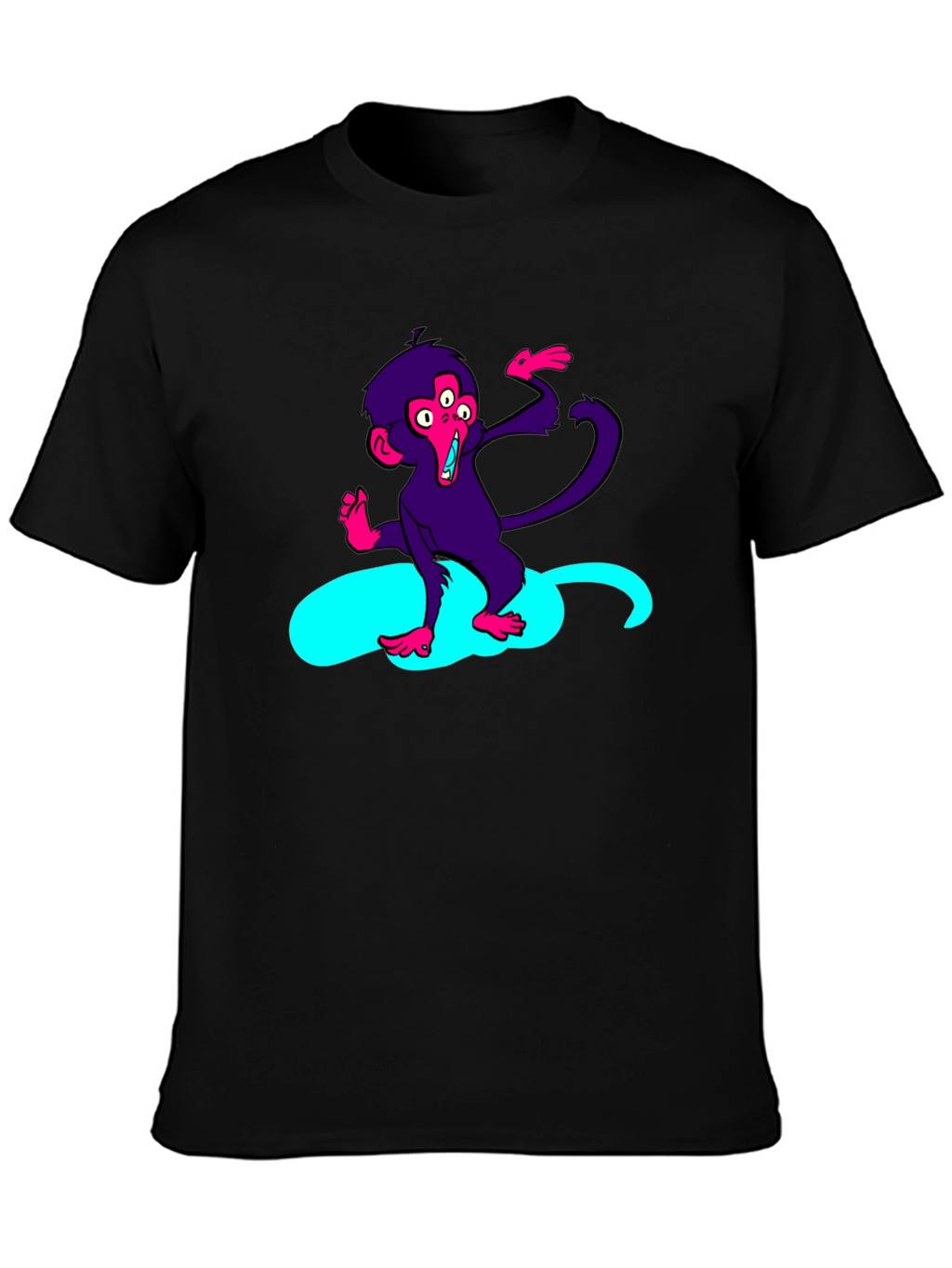 Three-Eyed Monkey Graphic Tee - Black Cotton T-Shirt