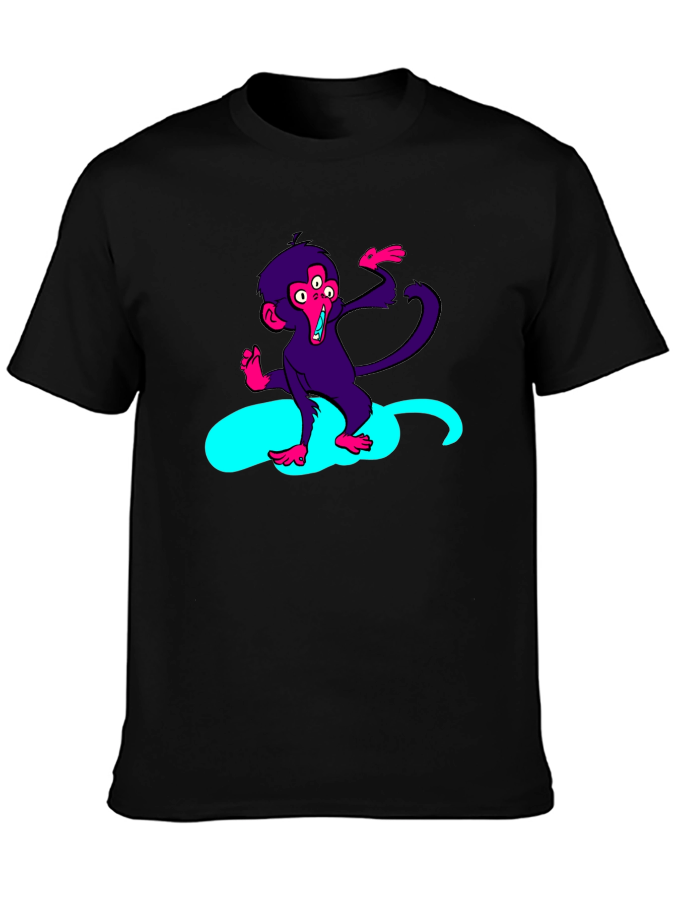 Three-Eyed Monkey Graphic Tee - Black Cotton T-Shirt
