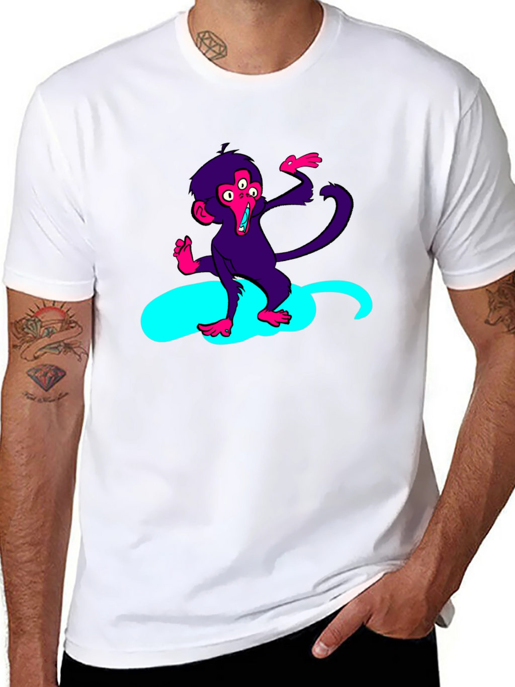 Three-Eyed Monkey Graphic Tee - Black Cotton T-Shirt