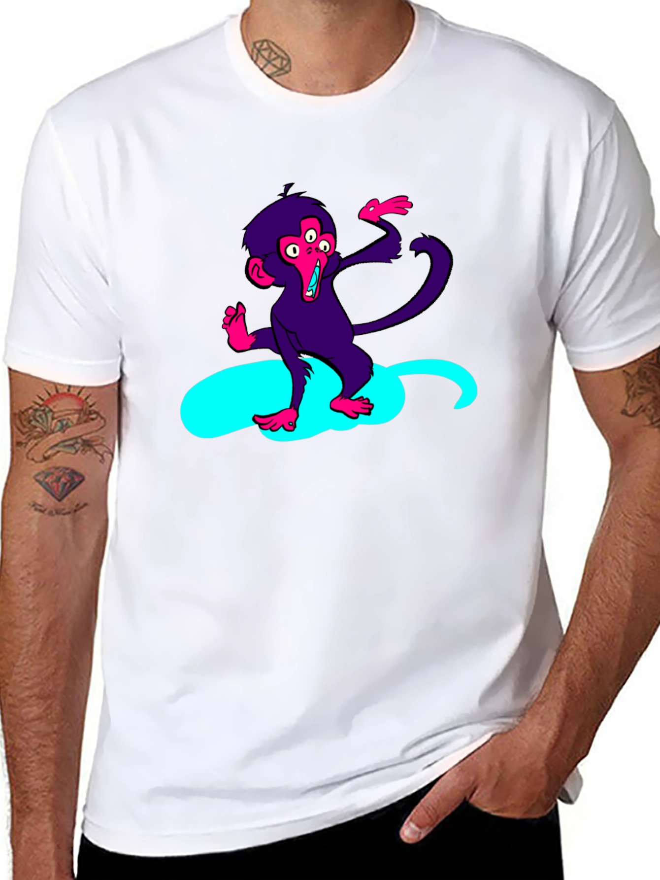 Three-Eyed Monkey Graphic Tee - Black Cotton T-Shirt