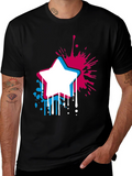 Abstract Star Graphic Mens Black T-Shirt