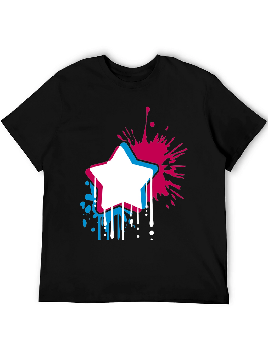Abstract Star Graphic Mens Black T-Shirt