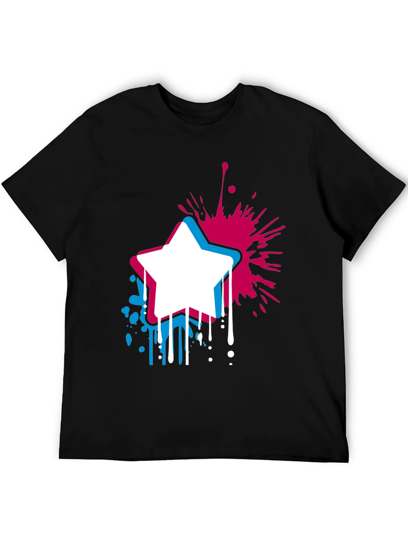 Abstract Star Graphic Mens Black T-Shirt