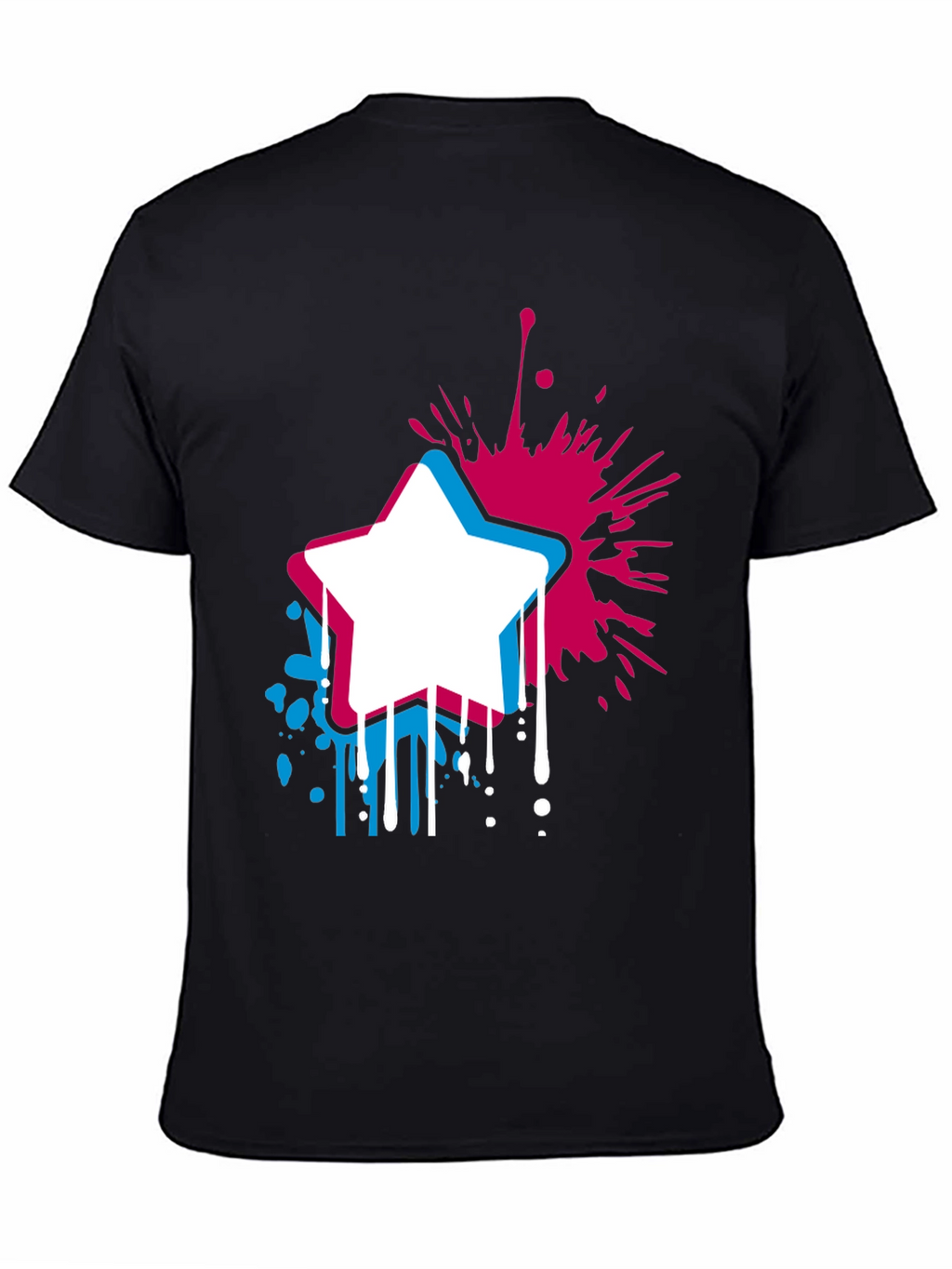 Abstract Star Graphic Mens Black T-Shirt