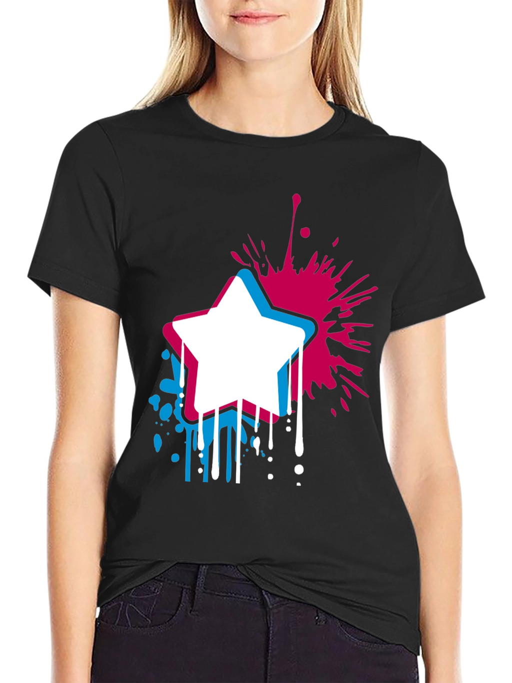 Abstract Star Graphic Mens Black T-Shirt