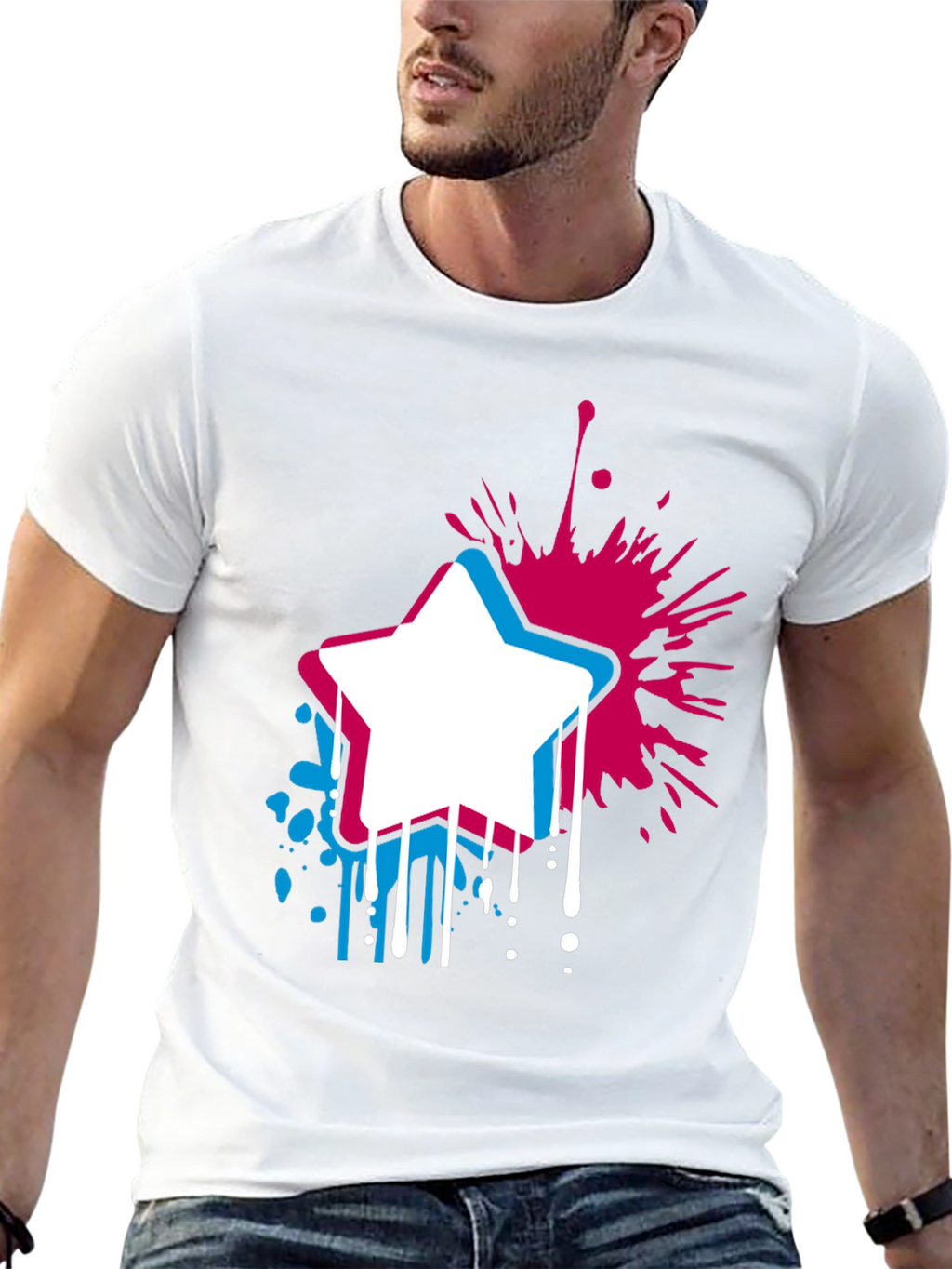 Abstract Star Graphic Mens Black T-Shirt