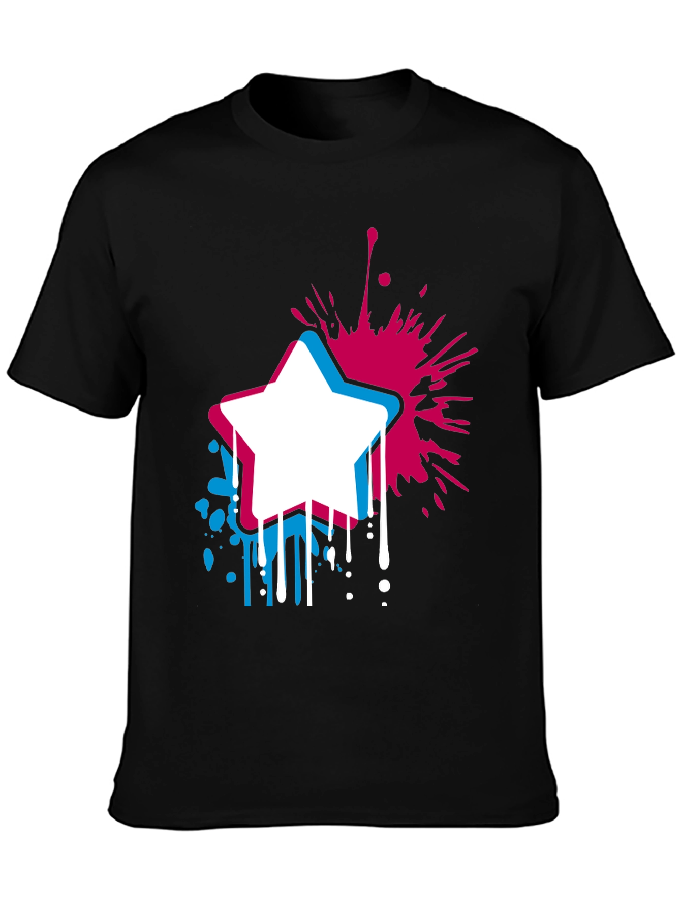 Abstract Star Graphic Mens Black T-Shirt